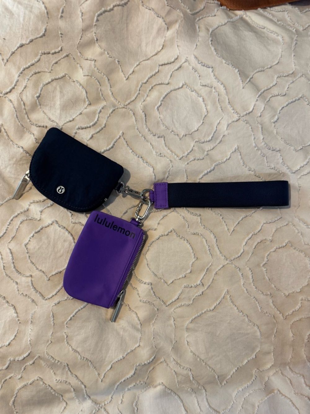 Lululemon Purple Silicone Key Pouch with Navy Wristlet